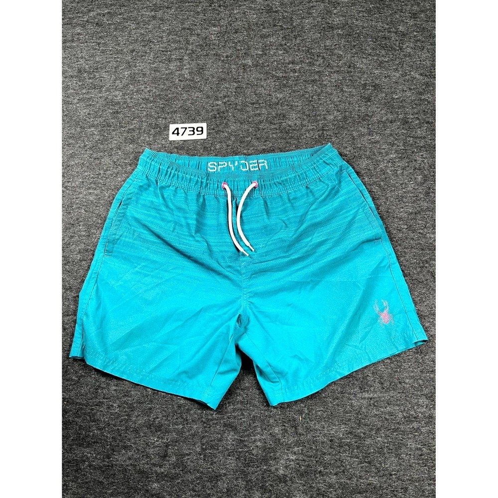 Spyder Trunks Shorts Men Medium Teal Blue Stretch UV Protection Swimwear Surfing